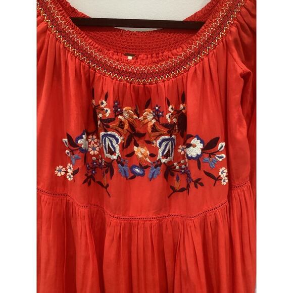 Free People Womens Sunbreams Mini Dress Size Small Off The Shoulder Embroidered - Picture 9 of 11